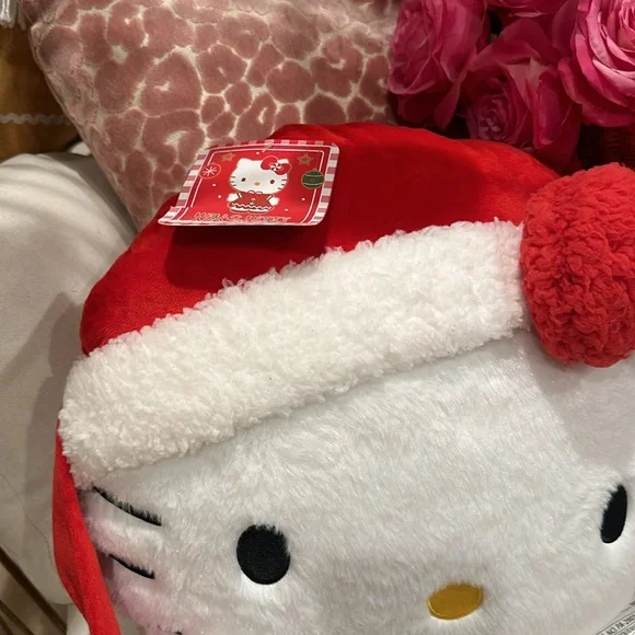 Hello Kitty Holiday Christmas pillow doll face 15” X 12”